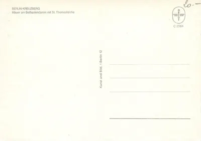 Berlim-Kreuzberg — Muro em Bethaniendamm com a Igreja de São Tomás — DEEOT C 2564 — Verso