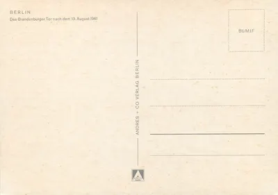 Brandenburger Tor — po 13 sierpnia 1961 — Andres & Co Verlag Berlin — Rewers