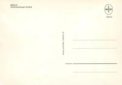 Charlottenburger Schloss — Berlim — editor Kunst und Bild, série 1044 C — Verso