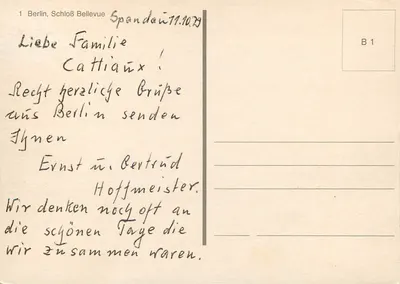 Berlim, Schloss Bellevue — Spandau — editor B 1 — Verso