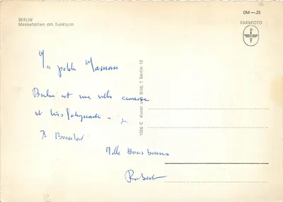 Berlim — Messehallen am Funkturm — FARBFOTO DEFO — Verso