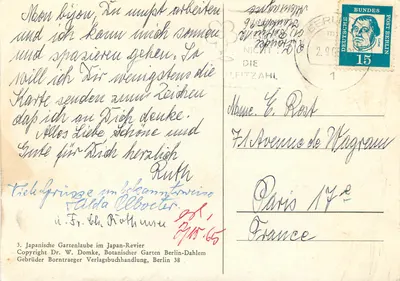 Japonesa Gartenlaube — Jardim Botânico de Berlin-Dahlem — Dr. W. Domke, Verlagsbuchhandlung Berlin 38 — Verso