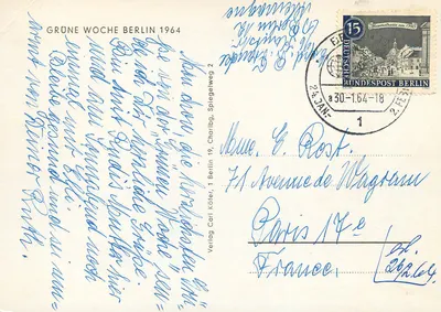Grüne Woche Berlin 1964 — Feira agrícola — Verlag Carl Körter, Berlin — Verso