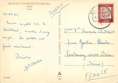 Schloss Charlottenburg — Berlim — editor Hans Andres Verlag, n° B 1/4415 — Verso