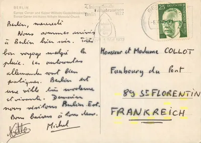 Berlino — Centro Europa e Chiesa della Memoria di Guglielmo Imperatore — 4. Internationale Frühjahrsmesse 1972 — Verso