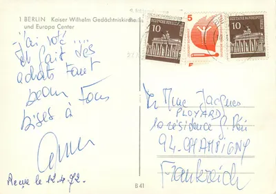 Berlin — Kaiser Wilhelm Gedächtniskirche und Europa Center — Verlag nicht sichtbar — Rückseite