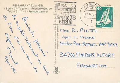 Restaurante Zum Igel — Tegelort — Herbert Meyerheim — Verso