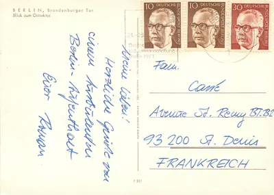 Berlim, Brandenburger Tor — Blick zum Ostsektor — Alfred Ziehen Verlag, F 511 — Verso