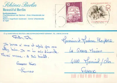 Berlim — Kurfürstendamm — vista noturna — Kunstverlag Deutsch — Verso