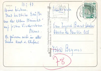 Berlim — Grünze aus Berlin — Weltstadt mit viel Herz — editor Herst. u. Verlag Schöning & Co. — Verso