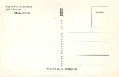 Rivierlandschap — Pojezierze Mazurskie, Rzeka Pasłęka — uitgever BIURO WYDAWNICZE „RUCH” — Achterkant