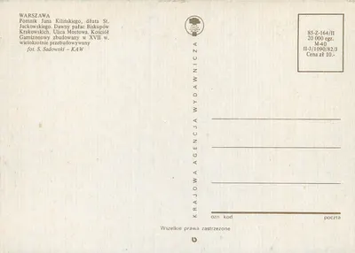 Varsóvia — Colagem de monumentos — Agencja Wydawnicza Krajowa — Verso