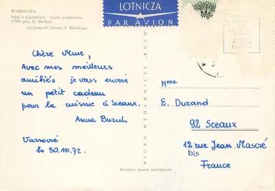 Warszawa — Palácio dos Banhos — editor Biuro Wydawnicze 'Ruch' — Verso