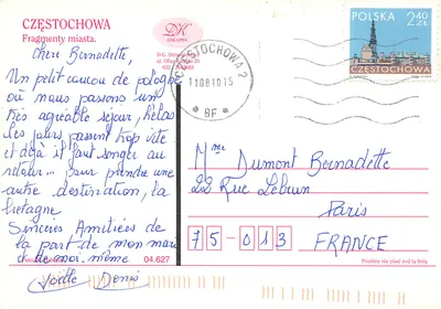 Częstochowa — vista da praça com monumentos — editor Dikappa — Verso