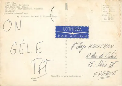 Krynica — Nowe Zakłady Termalne — wydawca Biuro Wydawnicze — Rewers
