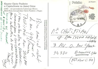 Jasna Góra – Częstochowa — Miejsce pielgrzymki z widokiem z lotu ptaka i miejscami symbolicznymi — wydawca: Wydawnictwo Częstochowa-Mainburg — Rewers