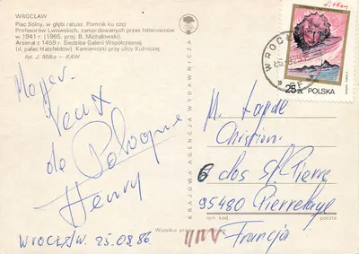 Wrocław — widok panoramiczny z zabytkami i budynkami — Agencja Wydawnicza Krajowa — Rewers