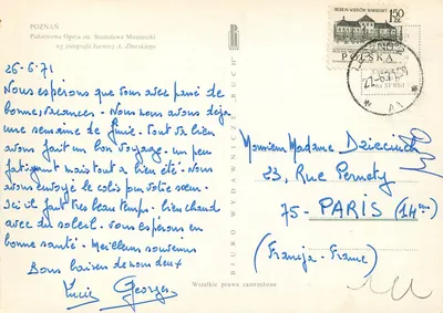 Ópera Nacional de Poznań — Stanisław Moniuszko — editor Biuro Wydawnicze 'Ruch' — Verso