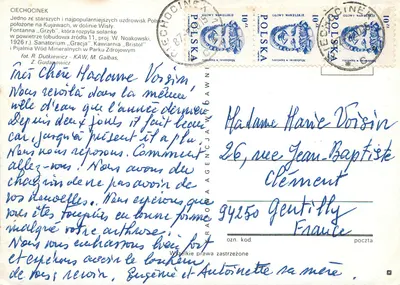 Ciechocinek — Fontein „Grzyb” en sanatorium „Gracja” — uitgever KAW, M. Galbas — Achterkant