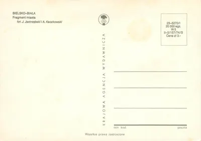 Bielsko-Biała — Fragment miasta — Narodowy Wydawnictwo WYDAWNICZA — Rewers