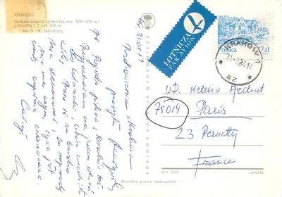Kraków — Igreja dos Dominicanos — Agência Nacional de Publicação — Verso