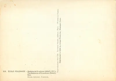 Madona de Krzuzlawa — detalhe — Escola polonesa, séc. XV — editor Fernand Hazan, n° 919 — Verso