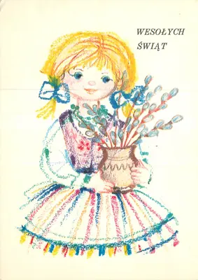Menina segurando um vaso de salgueiro — WESOŁYCH ŚWIĄT — editor BIURO WYDAWNICZE "RUCH"