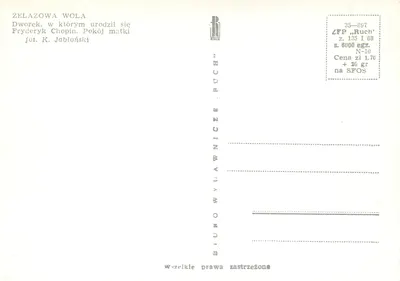 Zelazowa Wola — Mieszkanie matki Fryderyka Chopina — Wydawnictwo Ruch — Rewers