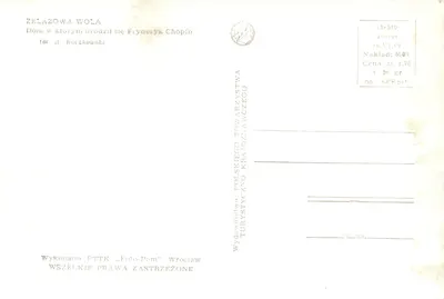Zelazowa Wola — Dom, w którym urodził się Fryderyk Chopin — wydawca PTTK Wrocław — Rewers