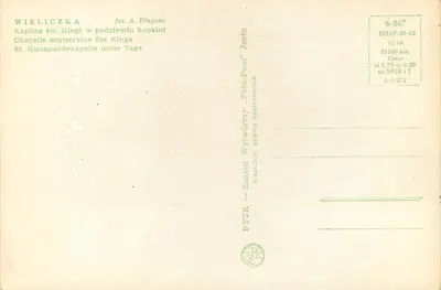 Wieliczka — Podziemna kaplica św. Elżbiety — fot. A. Długosz — Rewers