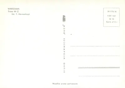 Varsóvia — Trajeto W-Z — fot. T. Hermańczyk — edição RUCH — Verso