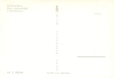 Warszawa — Murs staromiejskie z barbakanem — BIURO WYDAWNICZE „RUCH” — Rewers