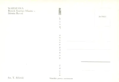 Rynek Starego Miasta — Warszawa — éditeur 'RUCH' n°34-793/C — Rewers