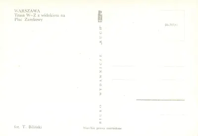 Warszawa — Trasa W-Z z widokiem na plac Zamkowy — wydawca Biuro Wydawnicze — Rewers