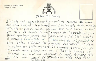 Zachód słońca na Tahiti — Paraży Pacyfiku — wydawca Tahiti, n° C18309 — Rewers