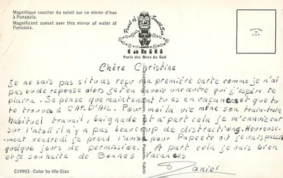 Coucher de soleil sur Punaauia — Tahiti, Perle des Mers du Sud — éditeur 'Tahiti' n° C19903 — Verso
