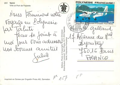 Tahiti — Port Papeete — Wydawnictwo Teri Photo, nr 281 — Rewers