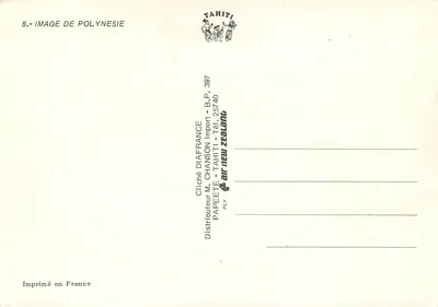 Polynésie — paysage tropical avec femmes sur troncs de palmier — Image de Polynésie, n°8 — Verso