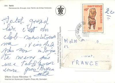 Tancerka z grupy «Iora Tahiti» — wydawnictwo Erwin Christian, nr 354 — Rewers