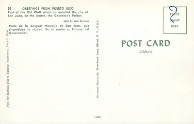 San Juan — część dawnego muru otaczającego pałac gubernatora — wydawca Dormand, nr 16400 — Rewers