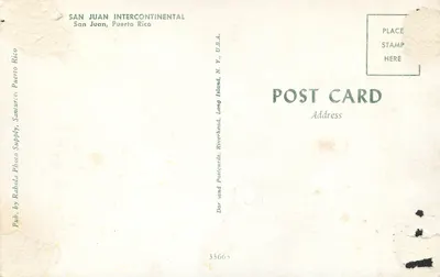 Praia de palmeiras — San Juan, Porto Rico — editor San Juan Intercontinental — Verso