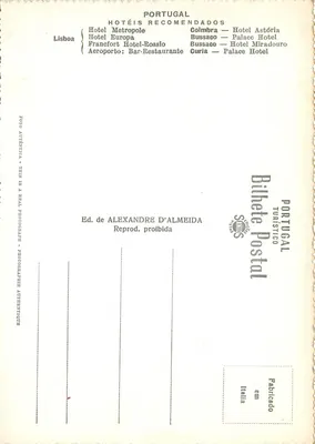 Portugal - Bussaco - Palace Hotel e Jardins — Ed. Alexandre D'Almeida n°286 — Verso