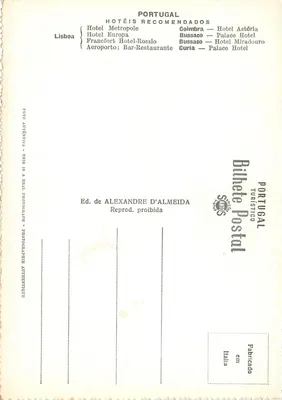 Bussaco — Torre do Palace Hotel — Ed. Alexandre D'Almeida n°282 — Verso