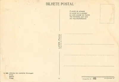 Póvoa de Varzim — praia — LIFER-Porto n°888 — Verso
