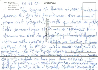 Vila Praia de Âncora — widok panoramiczny i lokalne miejsca — wydawca Simão Gomes, nr 345 — Rewers