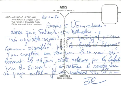 Monsaraz — vista parcial e pista árabe — Éd. Ancora, n° 4817 — Verso