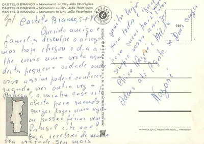 Castelo Branco — Monumento ao Dr. João Rodrigues — Edição Ótica Porto — Verso