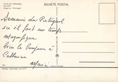 Wyspa Armona — Olhão, Algarve — wydawca Francisco Mas, Lda. n° 646 — Rewers