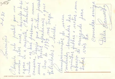 Grândola — widok poczty, ogrodu publicznego, placu D. Jorge i alei António Inácio da Cruz — wydawca Correios — Rewers