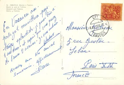 Ribatejo - Windmill and Folklore — Publisher: Depósito Legal B 30736 — Back